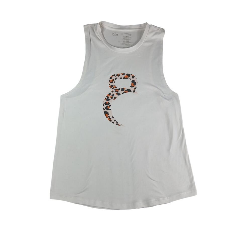 Zyia Active Shirt Womens Large White Leopard Sleeveless Tank Kettle Moon